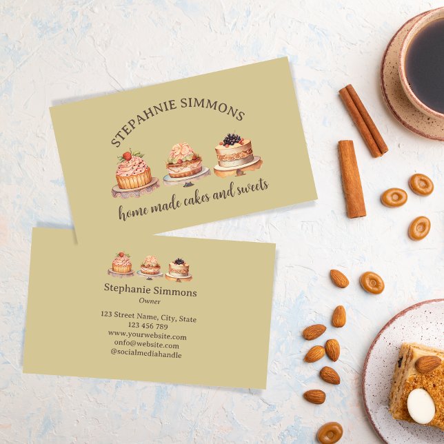 Handmade Homemade Cake Bakery Pastry Vintage Business Card (Creator Uploaded)