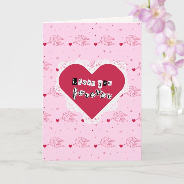 Handmade I Love You Forever Valentine's Day Card (Orchid)