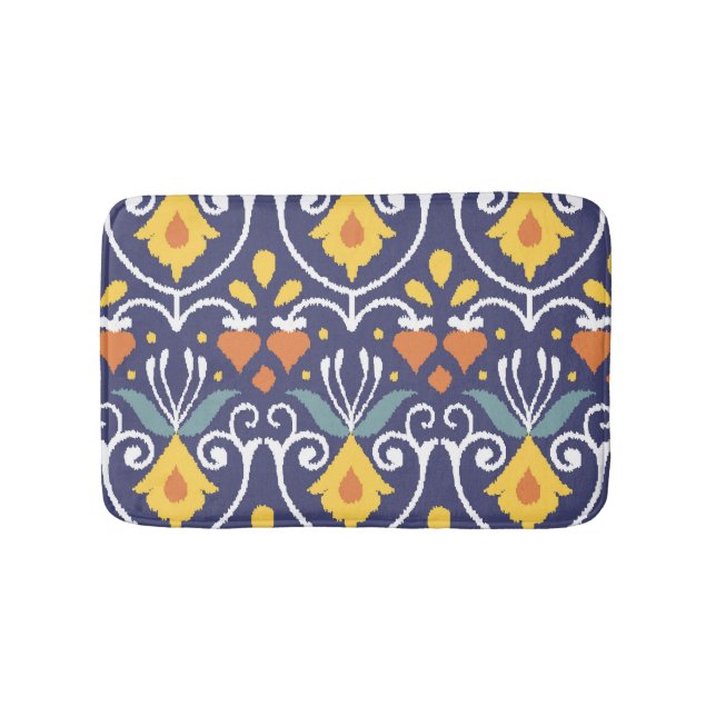 Handmade Ikat: Ethnic Boho Fabric Bath Mat (Front)