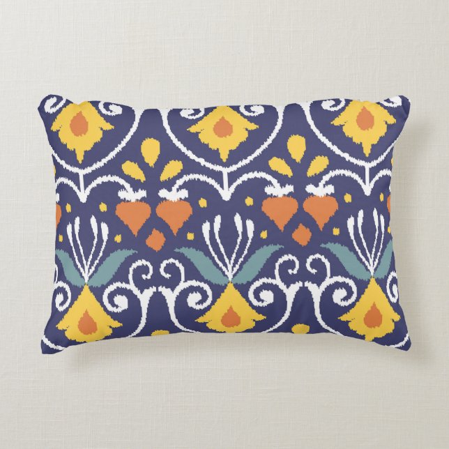 Handmade Ikat: Ethnic Boho Fabric Decorative Cushion (Front)