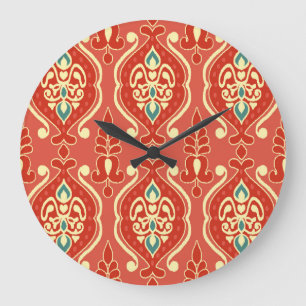 Handmade Ikat: Ethnic Boho Fabric Large Clock