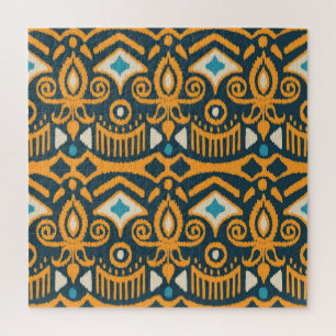 Handmade Ikat: ethnic fabric pattern Jigsaw Puzzle