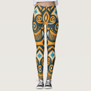 Handmade Ikat: ethnic fabric pattern Leggings