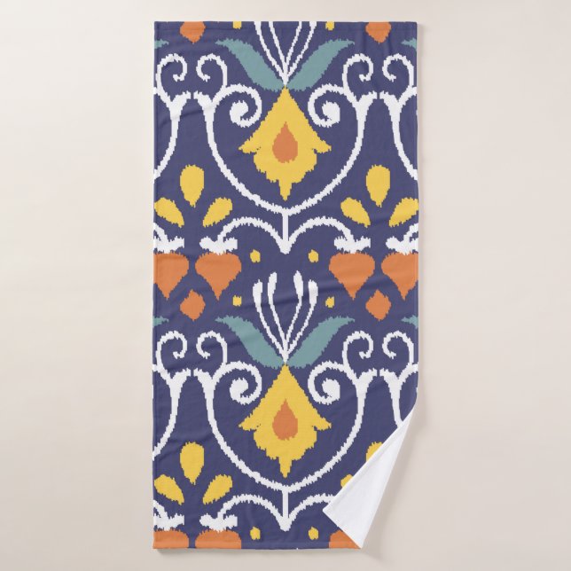 Handmade Ikat fabric. Ethnic seamless pattern. Asi Bath Towel (Bath Towel)