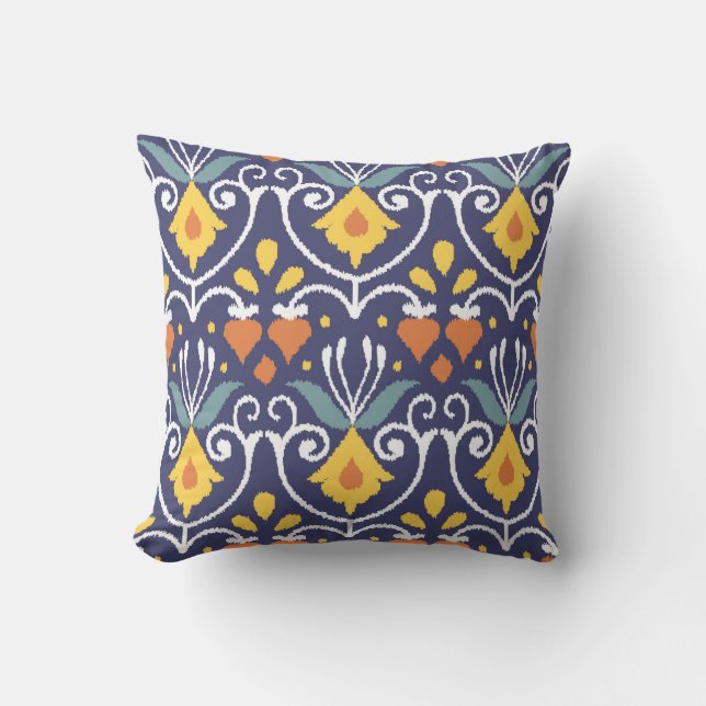 Handmade Ikat fabric. Ethnic seamless pattern. Asi Cushion (Front)