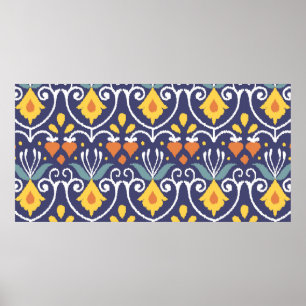 Handmade Ikat fabric. Ethnic seamless pattern. Asi Poster