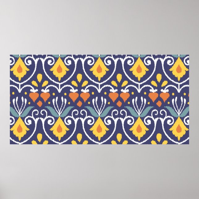 Handmade Ikat fabric. Ethnic seamless pattern. Asi Poster (Front)