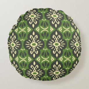 Handmade Ikat fabric. Ethnic seamless pattern. Asi Round Cushion