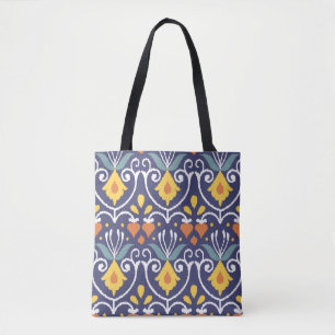 Handmade Ikat fabric. Ethnic seamless pattern. Asi Tote Bag