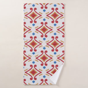 Handmade Ikat fabric. Ethnic seamless pattern. Azt Bath Towel