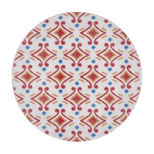 Handmade Ikat fabric, ethnic seamless pattern. Cutting Board
