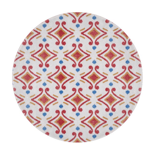 Handmade Ikat fabric, ethnic seamless pattern. Cutting Board (Front)