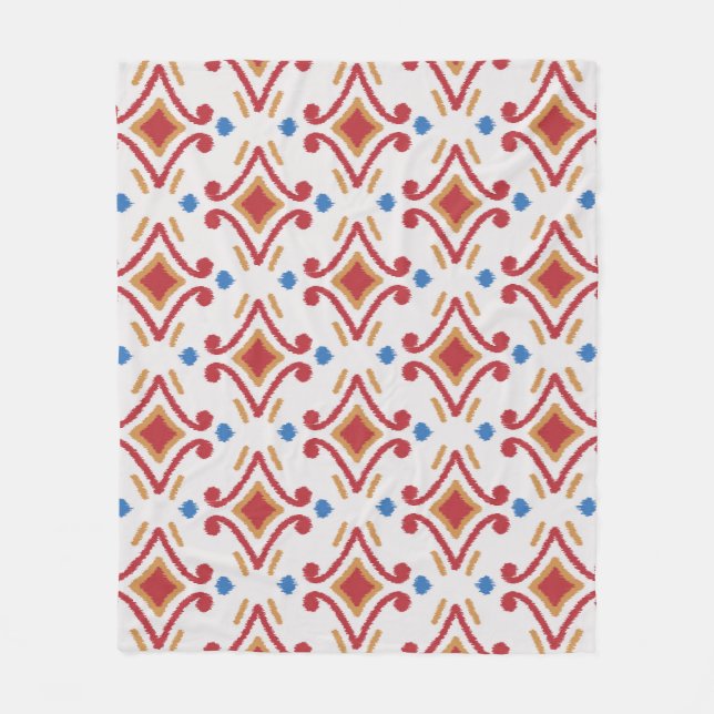 Handmade Ikat fabric, ethnic seamless pattern. Fleece Blanket (Front)