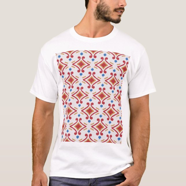 Handmade Ikat fabric, ethnic seamless pattern. T-Shirt (Front)
