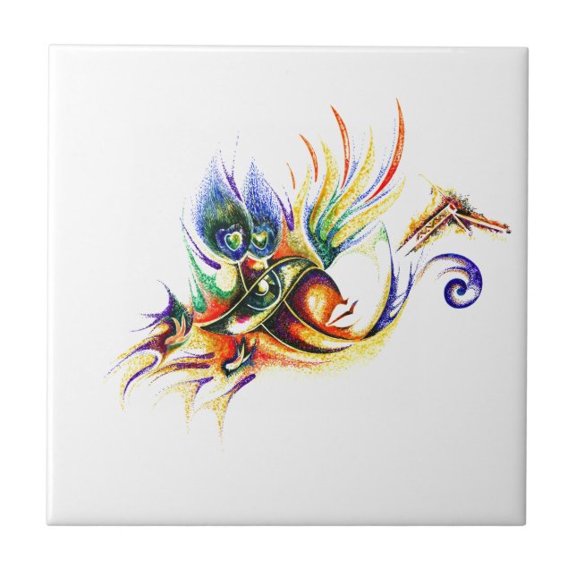 Handmade Ink Drawing of Lord Krishna Tile (Front)