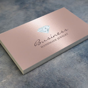 Handmade Jewellery Bright Diamond Blush Rose Gold Business Card