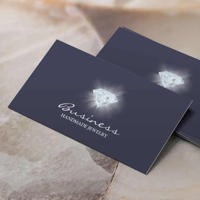 Handmade Jewellery Bright Diamond Elegant Blue Business Card (Creator Uploaded)