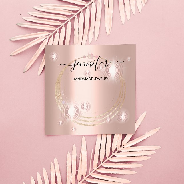 Handmade Jewellery Custom Logo Gold Rose Vip Square Business Card (Handmade Jewelry Custom Logo Gold Rose Vip Square Business Card)