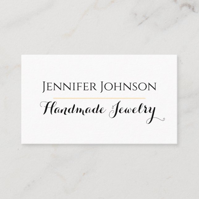 Handmade Jewellery Simple Black and White Clean Business Card (Front)