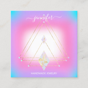 Handmade Jewelry Earning Display Logo Geometry Lux Square Business Card