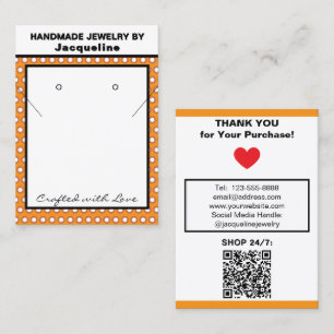 Handmade Jewelry Orange White Polka Dots Business Card