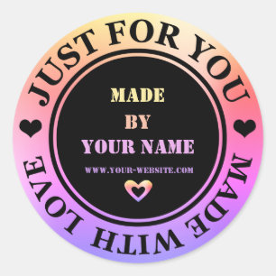 Handmade Just For You Made Love Black Ombre Pink Classic Round Sticker