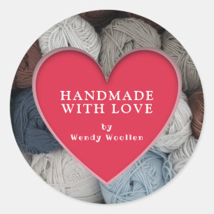 Handmade Knitted Classic Round Sticker