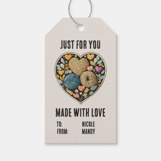 Handmade knitting crochet custom name gift Tag (Front)