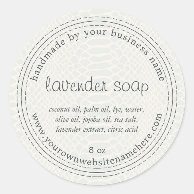 Handmade Lavender Soap Green Snake Pattern Classic Round Sticker (Front)