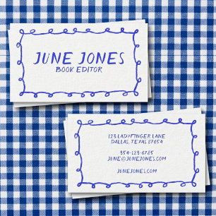 Handmade Loops Doodle Whimsical Inky Periwinkle Business Card