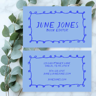 Handmade Loops Doodle Whimsical Inky Periwinkle Business Card
