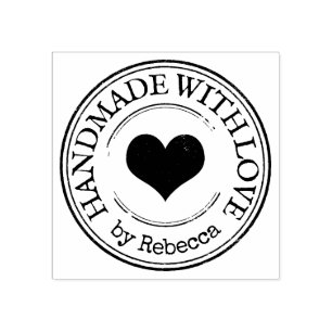 Handmade love heart rubber stamp