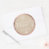 Handmade love script logo hearts rose gold kraft classic round sticker (Envelope)