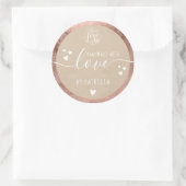 Handmade love script logo hearts rose gold kraft classic round sticker (Bag)
