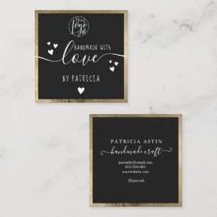 Handmade love typography modern gold black logo square business card