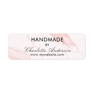 Handmade made by name blush pink marble return address label