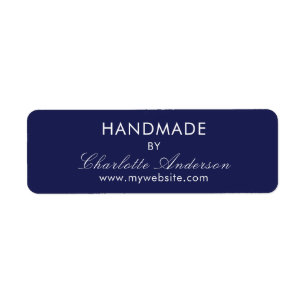 Handmade made by name navy blue white return address label