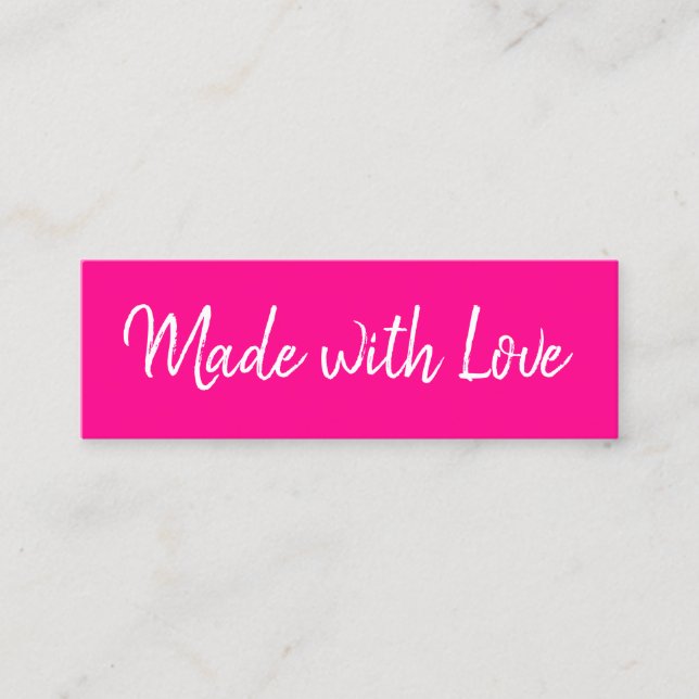 Handmade minimalist modern black pink trendy mini business card (Front)