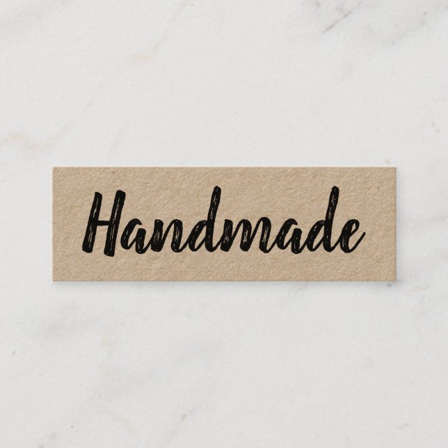Handmade minimalist modern simple rustic kraft mini business card (Front)