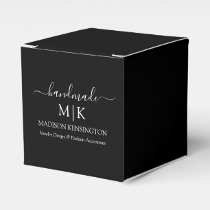 Handmade Monogram or Add Logo Business Black Small Favour Box
