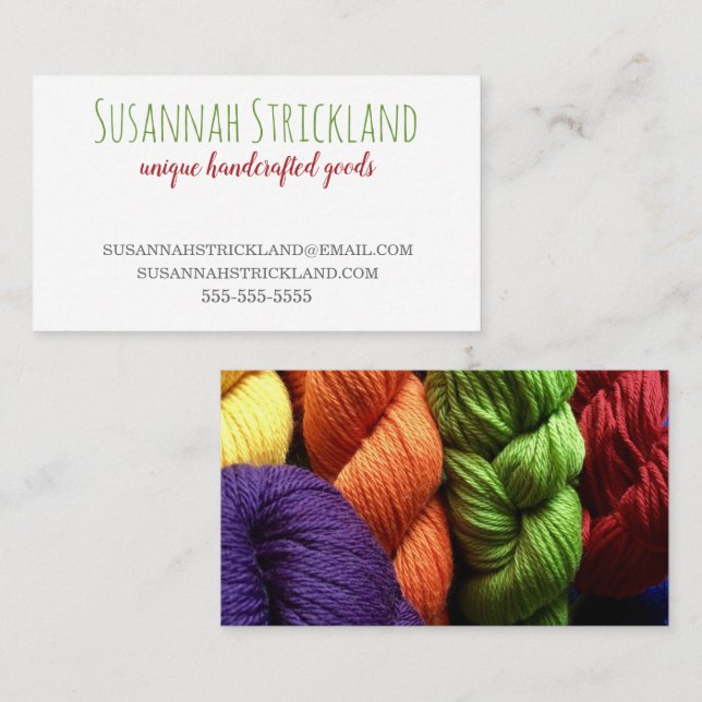 Handmade Multi-colour Yarn Business Card (Front/Back)