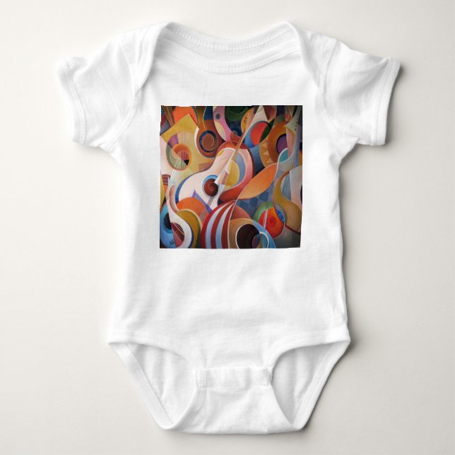Handmade Music Abstract Painting Baby Bodysuit (Front)