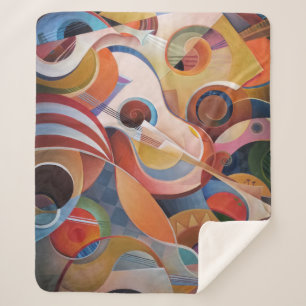 Handmade Music Abstract Painting Sherpa Blanket
