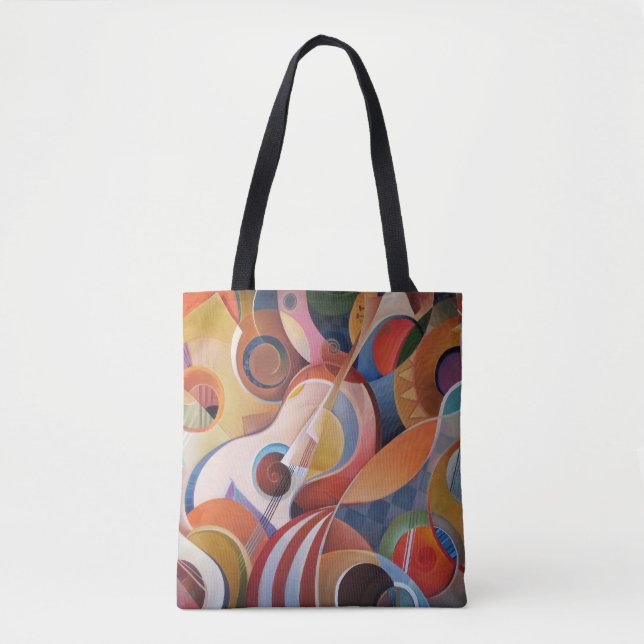 Handmade Music Abstract Painting Tote Bag (Front)