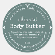 Handmade Organic Body Butter Label Dusty Green