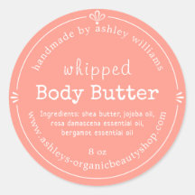 Handmade Organic Body Butter Label Pink