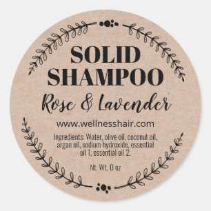 Handmade Organic Solid Hair Shampoo Bar Labels