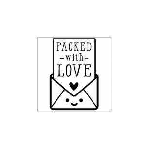 HANDMADE PACKAGING cute packed with love Rubber Stamp
