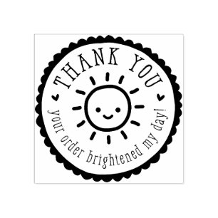 HANDMADE PACKAGING cute sun thank you Rubber Stamp