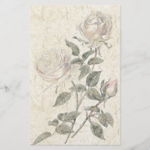 Handmade Paper Rose Flowers Floral Stationery